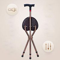 DSHUJC Folding Walking Stick Chair Adjustable Height Cane Stool Aluminum Alloy Tube LED Light 3 Legs Cane Seats Load Bearing 200KG Wide Applicability
