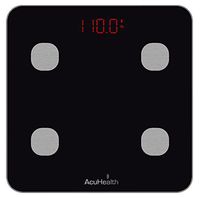 AcuHealth Body Fat Scale and Fitness Analyzer - Your Personal Health Monitor with Bluetooth Connectivity with iOS & Android Smartphone and Tablet Devices Analyzes 10 Heath Parameters (Black)