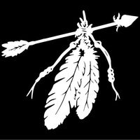 Native American Indian Feathers Decal Sticker (White), Decal Sticker Vinyl Car Home Truck Window Laptop