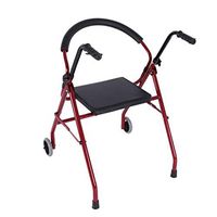 Adult Walker, Elderly Walker with Seat Wheel Four-Legged Cane Stool Walker Rehabilitation Training Walker Trolley Folding,A