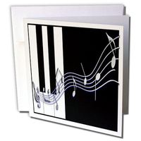 3dRose Silver Music Notes on Piano Keys - Greeting Cards, 6 x 6 inches, set of 12 (gc_18762_2)