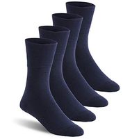 Non-Binding Top Ankle Crew Socks, Feelwe Diabetic Socks Men Cotton Socks Wide Ankle Socks Diabetic Socks Cushion Crew Socks Indoor Socks for Mothers Day Gifts Size 13-15 Extra Wide, 4 Pairs Navy XL