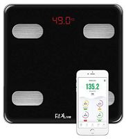 Bluetooth Smart Body Fat Scale- Fit2Live Digital Bathroom Weight Scale, Body Composition Analyzer, USB Rechargeable, with iOS and Android App for Body Weight, Fat, Water, BMI, BMR, Muscle Mass (Black)