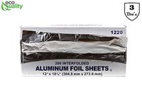Premium Pre Cut Aluminum Foil Pop up Sheets 12 x 10-3/4 inches (600 Count) - Great for Restaurants, Lunch, Takeout, ToGo, Sandwiches, Catering, Kitchen, Grill, Stove, Baking, BBQ, Disposable (3 Box's)