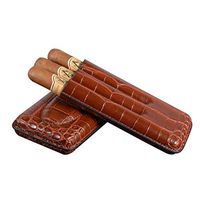 Ridecle Imitation Crocodile Leather Portable Cigar Case to Send Stainless Steel Cigar Scissors Cigar Cut PU Leather Material Brown