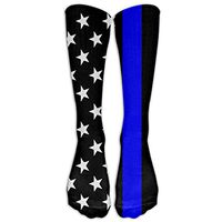 Blue Thin Line Us Flag Design Long Sport Socks Football Baseball Long Stockings One Size For Men Women