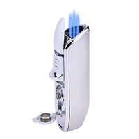 Tripple Torch Jet Flame Butane Cigarette Lighter with Built In Cigar Punch/Gift Box