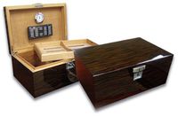 Prestige Import Group - Princeton Wood Spanish Cedar Cigar Humidor - Capacity: Up to 130 - Color: Ebony