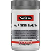 Swisse Ultiboost Hair Skin Nails Supplement | Premium Beauty Formula, Supports Collagen Production | Rich in Vitamin C & Silica, Plus Biotin | 150 Tablets