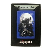 Zippo Custom Lighter - Royal Blue Matte Call of The Wild Wolf Lion Tiger Deer Moon