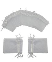 Ankirol 100pcs Wedding Favors Sheer Organza Favor Bags 2x3'' Gift Bags Samples Display Drawstring Pouches (White)