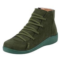 HebeTop Women's Ankle Boots Side Zipper Low Heel Short Booties Elastic Slip on Outdoor Warm Winter Shoe Green