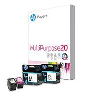 HP 63 | Ink Cartridge with 150 Sheets of 8.5x11 Paper | Black, tri-Color | F6U61AN, F6U62AN