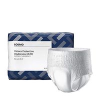 Amazon Brand - Solimo Incontinence Underwear for Men and Women Overnight Absorbency, Small/Medium, 16 Count