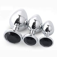 Oolong 3Pcs Round Crystal Stainless Steel Set A'mal Plug (Black)