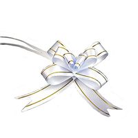 EORTA 100 Pieces Gift Pull Bows Present/Flower/Basket Wrapping Decoration Glittering Bowknot with Ribbons Strings for Crafts Christmas Valentine's Day Festival Wedding Birthday Party, White