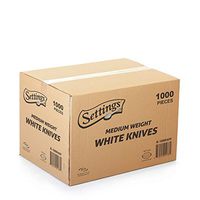 [1000 Count] Settings Plastic White Knives, Practical Disposable Cutlery, Great For Home, Office, School, Party, Picnics, Restaurant, Take-out Fast Food, Outdoor Events, Or Every Day Use, 1 Box