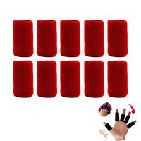 Jearls 10Pcs Finger Sleeves -Elastic Finger Sleeves Protector Support Arthritis Guard Basketball for Relieving Pain/Arthritis/Trigger Finger/Sleeve Cap Making Life Easier Red