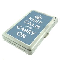 Metal Cigarette Case with Built In Lighter Keep Calm and Carry On Design-002