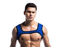 Double Shoulder Support Brace Mens Chest Harness Gym Sport Muscles Protector S-Blue