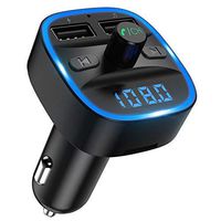 (NEW) Bluetooth FM Transmitter for Car, Wireless in-Car Radio Transmitter Adapter Car Kit, Music Player Supports TF Card, USB Disk, Hands-free Calling Dual USB Ports
