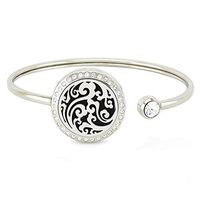 AZORA Essential Oil Diffuser Bracelet Stainless Steel Slide Chain Locket Charm with 8 Refill Pads Jewelry Gift (Cloud Aromatherapy Bracelet)