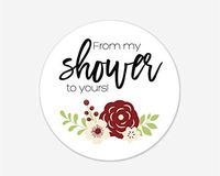 24ct, Burgundy from My Shower to Yours Stickers, Baby Shower Bridal Shower and Event Favor Labels (#494-1-M-BU)