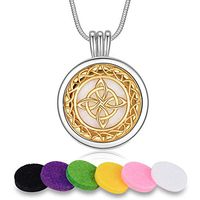 INFUSEU Celtic Knot Cross Eternity Pendant Necklace Aromatherapy Essential Oil Diffuser Locket Jewelry with 12PCS Refill Replacement Pads for Women Gift Set
