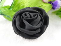 11pcs Big 2.6"Chiffon Rose Flower Appliques/Craft/Sewing 11 Colors-u Pick (Black)