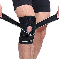 Knee Brace, Knee Compression Sleeve Non-Slip Open-Patella Brace with Adjustable Strap, Men Women Knee Support for Running, Basketball, Hiking, Arthritis (Green, Single)