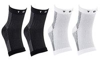 (2-Pair) Premium Ankle Support Compression Sleeves Unisex, Plantar Fasciitis Foot Socks, Fast Relief from Swelling & Foot Pain + 1pc Small Gift (Large/X-Large, Black + White)