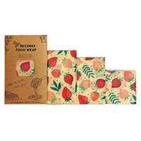 NICROLANDEE Beeswax Wraps Food Wraps Strawberry Wrap Eco-Friendly Reusable and Washable Food Wraps Plastic Free Best Perfect for Food Storage Set of 3