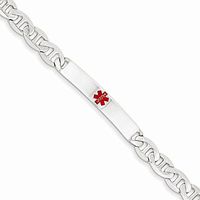 Sterling Silver Polished Medical Anchor Link ID Bracelet