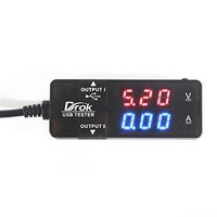 USB Meter, DROK Digital Multimeter USB 2.0, Multifunctional Electrical Tester, Capacity Voltage, Current Power Meter Detector Reader with Dual USB Ports, LED Display, 7 Modes