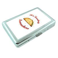 Taco Tuesday Em1 Hip Silver Cigarette Case Id Holder Metal Wallet 4" X 2.75" RFID Protection