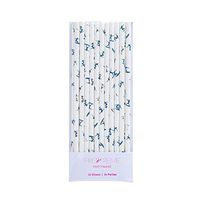 Fire and Creme Surf Foiled Party Paper Straws Silver and Blue Surfers - Pack of 24
