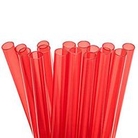16 Long Reusable Plastic Straws Super Extra Wide + Sturdy Cleaning Brush - for Boba/Bubble Tea/Thickest Smoothies - Red Value Pack - BPA PFOA Free