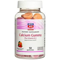 Rite Aid Calcium Gummy, Plus Vitamin D-3, Natural Assorted Fruit Flavors, 50 Gummies