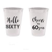 60th Birthday Frost Flex Plastic Cups - Hello 60, Cheers to 60 Years