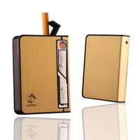 Luxurious Gold Cigarette Case with USB Lighter Electronic Flameless Windproof