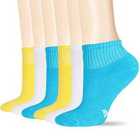 +MD Women's Non-Binding Bamboo Diabetic Circulatory 6 Pack Full Cushion Quarter Socks Multicolor,Shoe Size 5-10