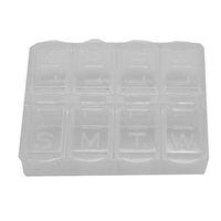 Plastic Rectangle 8 Compartments 7 Days Medicine Pill Box- white