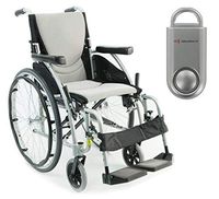 Karman S-Ergo 115 Ultra Lightweight Ergonomic Wheelchair | Seat Size 16" X 17" | Swing Away Footrest | Quick Release Wheels in Silver & Free 130 dB Silver Safety Alarm!!