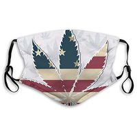 Comfort Earloop Mouth Cover, Anti-Dust Smog Mouth-Muffle with Adjustable Elastic Band - Windproof American Flag Weed Marijuana Cannabis Leaves Half Face Mouth Cover