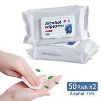 Alcohol Wipes for Adult (2 Packs,100 Wipes),Large Wet Wipes(8"x6"),75% Soft Alcohol Wipes for All-Purpose Cleaning