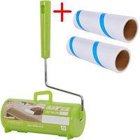 Creation Core Refillable Sticky Lint Roller Pet Hair Removers with Cover Cage and 2 Replacement Roll For Clothes Furniture Car and Pets Green