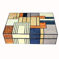 LUBINSKI Cigar Humidor Humidifier Box Handmade Cedar Wood Double Layer Cigar Moisturizing Cabinet Case Luxury Geometric Patterns