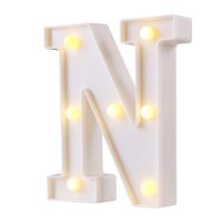 LED Marquee Letter Lights, 26 Alphabet Light Up Letters Sign Perfect for Night Light Wedding Birthday Party Home Bar Decoration Christmas Lamp(White,N)