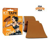 KT Tape Pro Extreme Therapeutic Elastic Kinesiology Sports Tape, 20 Pre Cut 10 inch Strips, 100% Synthetic Water Resistant Breathable, Pro & Olympic Choice, Cameo Caramel