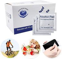 Alcohol Pads, 100Pcs Alcohol Prep Pads Gauze Pads Individually Wrapped Swap Pad Wet Wipe for Outdoor Skin Cleaning Care, 70% Alcohol Cotton Pads